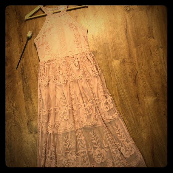 Altar'd State Dresses & Skirts - Floor length Antique Pink halter dress